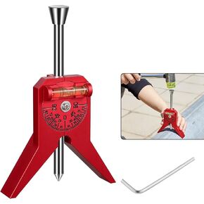 Pipe Center Finder, Center finder, Pipefitter Tools Center Finder Tool to Measure Pipe Diameter Over 0.5" and Up with 4" Y-Type Base Fitted and Dial Bubble Protractor.（red）