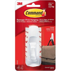 Command Large Utility Hook, White, 4-Hook, 8-Strips