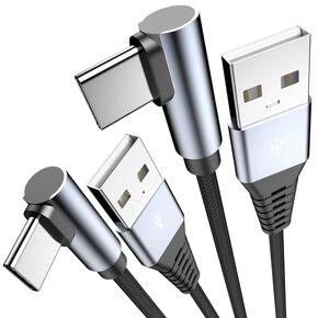 USB Type C Cable, 2 Pack 6FT Long USB A to Right Angle USB C Charger Cable Nylon Braided Fast Charging Data Sync Cord for iPhone 15/15 Plus/15 Pro/15 Pro Max, iPad Pro/Air/Mini, Galaxy S23/S22/S21/S20 in Kuwait