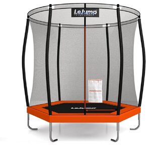 LeJump Pumpkin Outside Net Trampolines 10 & 12 FT ASTM Approved Recreational Big Trampoline with Enclosure Net & Ladder Best Choice Outdoor Trampoline for Adults and Kids Heavy Weight Limit