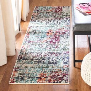 SAFAVIEH Madison Collection Runner Rug - 2'2" x 10', Cream & Blue, Modern Abstract Design, Non-Shedding & Easy Care, Ideal for High Traffic Areas in Living Room, Bedroom (MAD469B)
