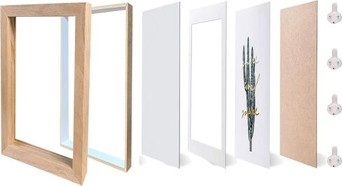 5x7 Shadow Box Frame Small Shadow Box Display Case 4 Pack Natural Wood Picture Frame Glass Surface Internal Depth 0.6 inch for Wall Or Tabletop in Saudi Arabia