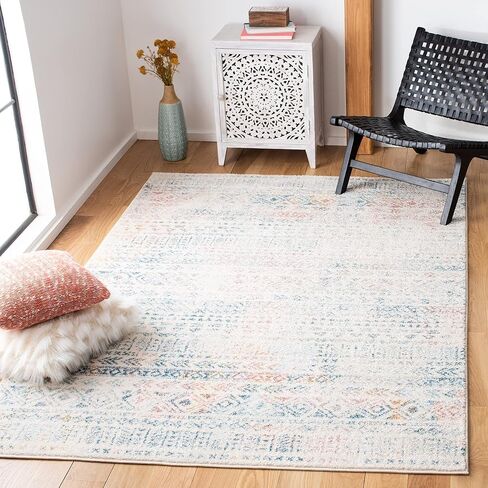 SAFAVIEH Tulum Collection Runner Rug - 2' x 8', Ivory & Terracotta, Moroccan Boho Distressed Design, Non-Shedding & Easy Care, Ideal for High Traffic Areas in Living Room, Bedroom (TUL263A) in Saudi Arabia
