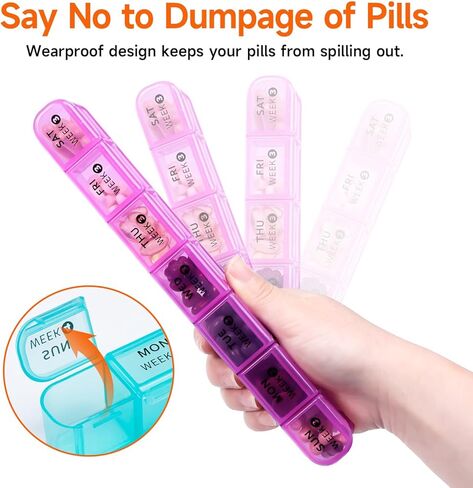 Weekly Pill Organizer(4 Weeks), Monthly Large 28 Days Pill Organizer with Removable 7 Days Pill Box, Daily Pill Cases Medicine Organizer for Fish Oils, Vitamins, Supplements, and Medications in Kuwait