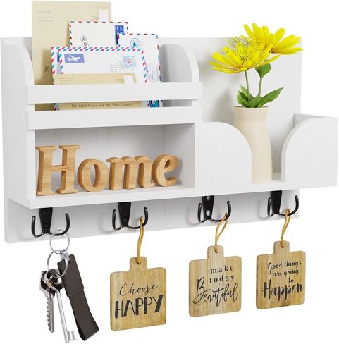 2 Sets of Floating Shelves with Towel Bar, Rustic Floating Shelves, Decorative Shelves，Hanging Shelves for Wall，Storage Shelf for Bathroom, Kitchen, Office, Living Room&Bedroom(White) in Saudi Arabia