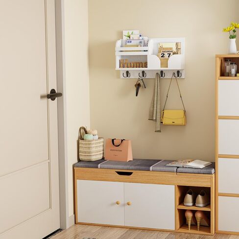 2 Sets of Floating Shelves with Towel Bar, Rustic Floating Shelves, Decorative Shelves，Hanging Shelves for Wall，Storage Shelf for Bathroom, Kitchen, Office, Living Room&Bedroom(White) in Saudi Arabia