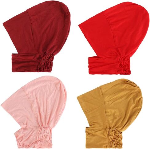 4pcs Muslim Inner Cap Stretch Turban Bonnet Underscarf Full Cover Hijab Neck Cover Head Wear in Saudi Arabia