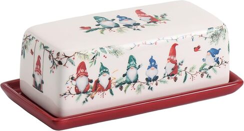 Bico Christmas Gnomes Ceramic Butter Dish with Lid, Butter Keeper for Counter, Kitchen, Dishwasher Safe in Saudi Arabia