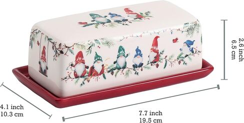 Bico Christmas Gnomes Ceramic Butter Dish with Lid, Butter Keeper for Counter, Kitchen, Dishwasher Safe in Saudi Arabia