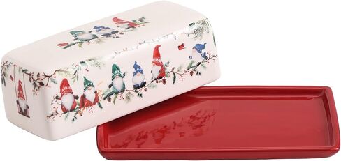 Bico Christmas Gnomes Ceramic Butter Dish with Lid, Butter Keeper for Counter, Kitchen, Dishwasher Safe in Saudi Arabia