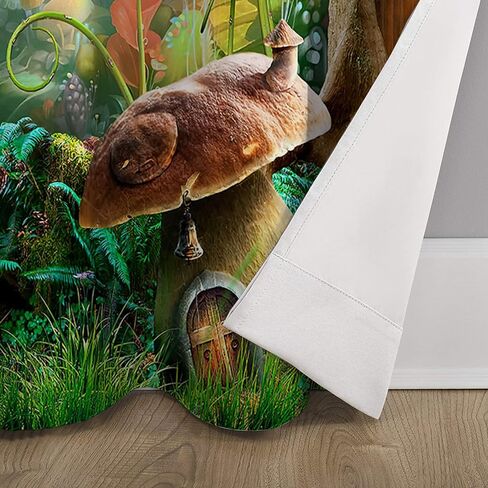 kkh الكرتون حكاية خرافية الغابات تعتيم الستائر لديكور المنزل، الخيال الربيع الفطر قضيب جيب الحرارية معزولة الستائر سواد نافذة لوحات الستار لغرفة المعيشة غرفة نوم ديكور 42 × 63 بوصة in Kuwait