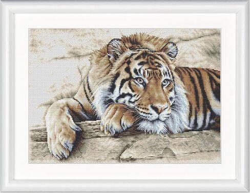 Thea Gouverneur - Counted Cross Stitch Kit - Tiger - Black Aida - 14 Count - for Adults - 579.05 in Saudi Arabia