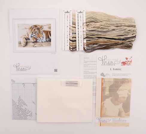 Thea Gouverneur - Counted Cross Stitch Kit - Tiger - Black Aida - 14 Count - for Adults - 579.05 in Saudi Arabia