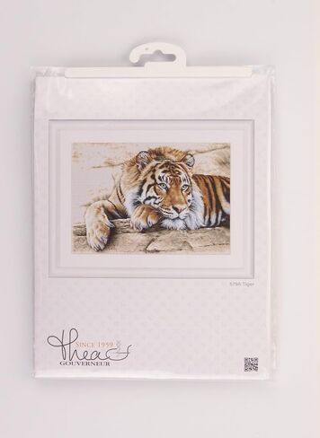 Thea Gouverneur - Counted Cross Stitch Kit - Tiger - Black Aida - 14 Count - for Adults - 579.05 in Saudi Arabia