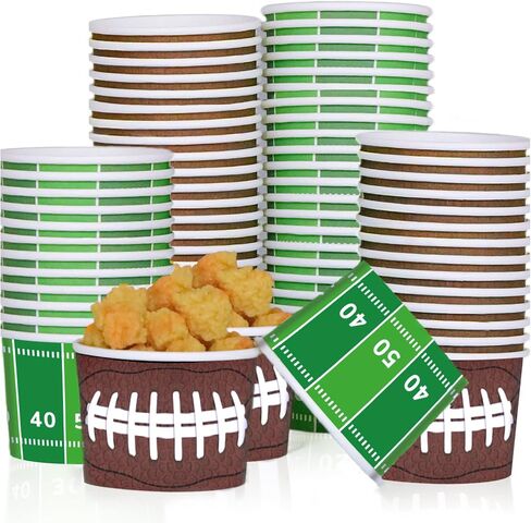 gisgfim Football Party 50Pcs Disposable 9 oz Paper Bowls, Durable Snack Cups for Sports Events, Game Day, Birthday Party Decorations in Saudi Arabia