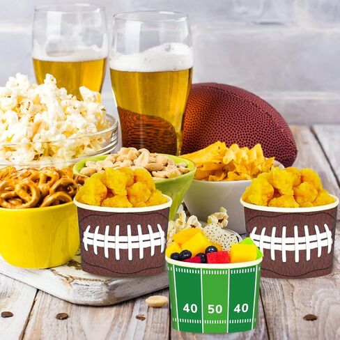 gisgfim Football Party 50Pcs Disposable 9 oz Paper Bowls, Durable Snack Cups for Sports Events, Game Day, Birthday Party Decorations in Saudi Arabia