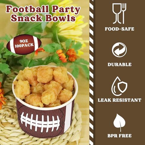 gisgfim Football Party 50Pcs Disposable 9 oz Paper Bowls, Durable Snack Cups for Sports Events, Game Day, Birthday Party Decorations in Saudi Arabia