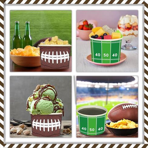 gisgfim Football Party 50Pcs Disposable 9 oz Paper Bowls, Durable Snack Cups for Sports Events, Game Day, Birthday Party Decorations in Saudi Arabia