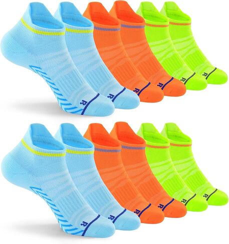 6 Pairs Compression Sports Socks, Thick Cushion Athletic Socks Breathable Performance Ankle Socks Anti-Blister Unisex in Saudi Arabia