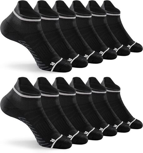 6 Pairs Compression Sports Socks, Thick Cushion Athletic Socks Breathable Performance Ankle Socks Anti-Blister Unisex in Saudi Arabia