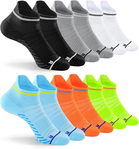 6 Pairs Compression Sports Socks, Thick Cushion Athletic Socks Breathable Performance Ankle Socks Anti-Blister Unisex in Saudi Arabia