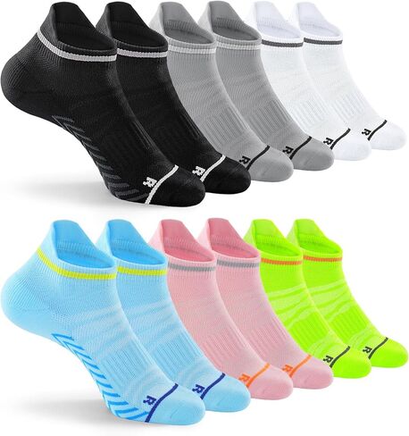 6 Pairs Compression Sports Socks, Thick Cushion Athletic Socks Breathable Performance Ankle Socks Anti-Blister Unisex in Saudi Arabia