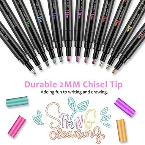 Double Line Outline Pens, 12 Colors Shimmer Outline Markers, Self-Outline Metallic Markers for Drawing, Greeting Card, Birthday Greeting, Christmas Greeting, DIY Art Crafts in Kuwait