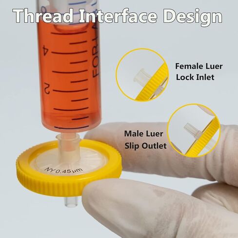 Syringe Filters PVDF Hydrophilic Filtration 0.45um 13mm Membrane Diameter Lab PVDF Membrane Disc Non-Sterile by Labfil, Pack of 100 in Kuwait