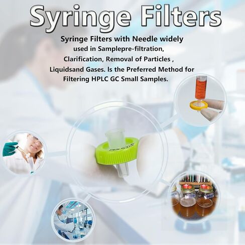 Syringe Filters PVDF Hydrophilic Filtration 0.45um 13mm Membrane Diameter Lab PVDF Membrane Disc Non-Sterile by Labfil, Pack of 100 in Kuwait