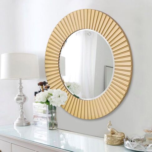 Chende Gold Mirror for Wall Decor, 30'' X 30'' Round Decorative Wall Mirror with Wood Frame, Elegant Accent Mirror for Living Room, Entryway, Bathroom in Kuwait