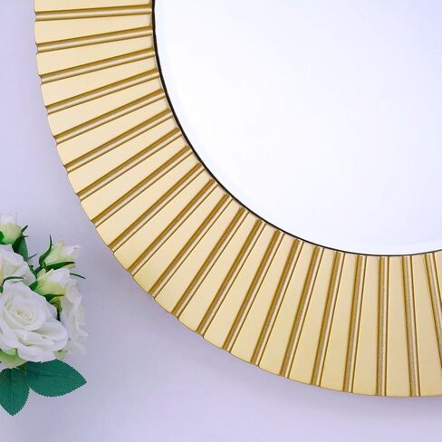 Chende Gold Mirror for Wall Decor, 30'' X 30'' Round Decorative Wall Mirror with Wood Frame, Elegant Accent Mirror for Living Room, Entryway, Bathroom in Kuwait