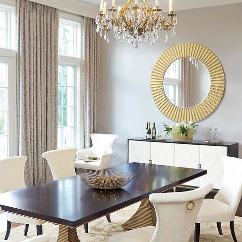 Chende Gold Mirror for Wall Decor, 30'' X 30'' Round Decorative Wall Mirror with Wood Frame, Elegant Accent Mirror for Living Room, Entryway, Bathroom in Kuwait
