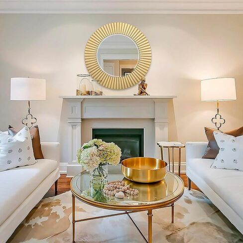 Chende Gold Mirror for Wall Decor, 30'' X 30'' Round Decorative Wall Mirror with Wood Frame, Elegant Accent Mirror for Living Room, Entryway, Bathroom in Kuwait