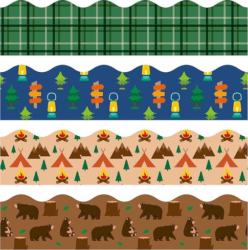 BeYumi 80Pcs Red and Black Plaid Bulletin Board Borders Buffalo Plaid Stripes Polka Dots Scalloped Border Trim Chalkboard Blackboard Decoration for School Classroom Wedding Party Supplies in Kuwait