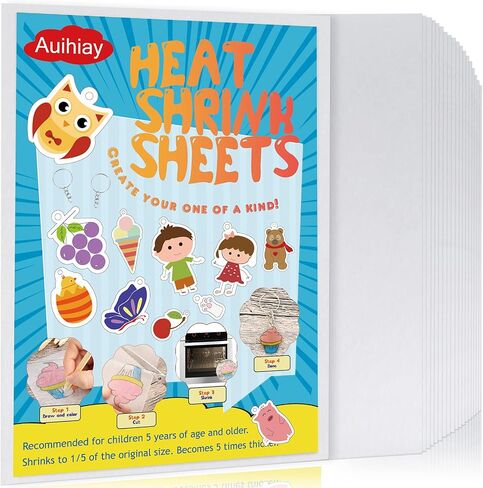 Auihiay 40 Pieces Shrink Plastic Sheets, Shrink Paper Kits for Mothers Day Gifts Kids Creative Craft, 7.9 x 5.7 inch / 20 x 14.5 cm in Saudi Arabia
