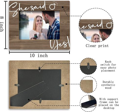 FONDCANYON Picture Frame, 5x7 Inch Photo, Wood, Rustic, 8x10 Inch, Engagement Gifts for Couples Newly Engaged Unique in Kuwait