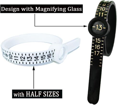 مجموعة قياس مقاس الخاتم، أداة قياس الخاتم، مقاس الخاتم، قياس مقاس الإصبع، مجموعة مقاسات الولايات المتحدة الأمريكية 1-17 (2BK) in Kuwait