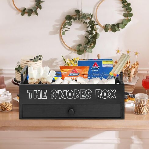 Smores Kit for Fire Pit, Smores Caddy Organizer for S'Mores Station, S'Mores Bar Holder with 4 Extendable Smores Sticks, Smores Tray Organizer for Party, Outdoor Camping and Bonfires(No Dessert) in Saudi Arabia