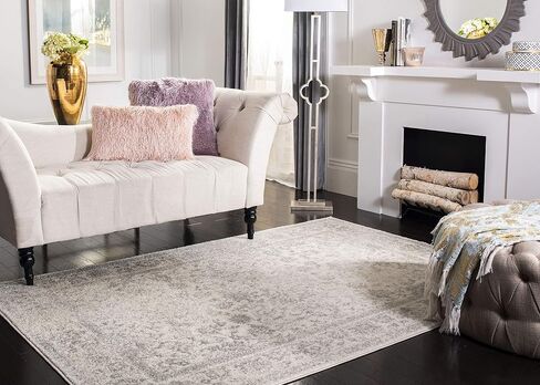 سجادة منطقة مجموعة SAFAVIEH Adirondack - مربعة 9 بوصات، عاجي وفضي، تصميم شرقي متعثر، لا يتساقط ويسهل العناية بها، مثالية للمناطق ذات حركة المرور العالية في غرفة المعيشة وغرفة النوم (ADR109C) in Saudi Arabia