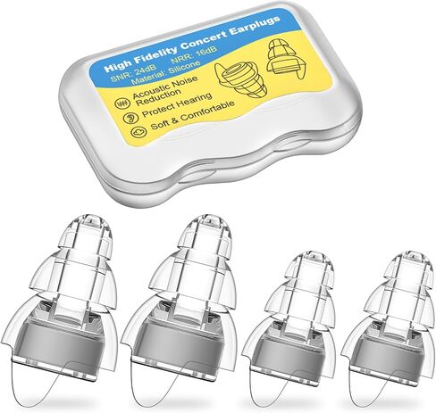 Link Dream Ear Plugs for Concert Noise Cancelling Silicon Earplugs 2 Pairs with Storage Case 24dB Noise Reduction (Grey, Standard+Small) in Saudi Arabia