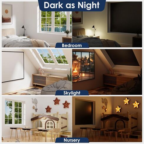 Blackout Curtains for Bedroom, 38" x 57" Temporary Blackout Shades for Windows, Portable Blackout Blinds Screen with 20 Loop & Hook, 100% Blackout Window Cover Film for Baby Nursery Travel RV - Black in Saudi Arabia