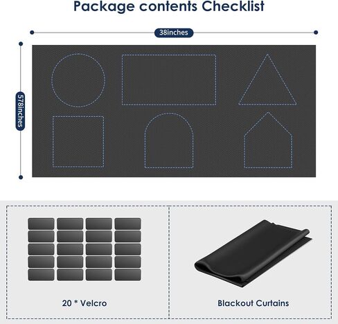 Blackout Curtains for Bedroom, 38" x 57" Temporary Blackout Shades for Windows, Portable Blackout Blinds Screen with 20 Loop & Hook, 100% Blackout Window Cover Film for Baby Nursery Travel RV - Black in Saudi Arabia