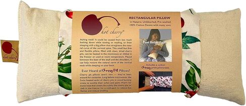Cervical/Rectangular Pillow, Natural Denim, w/Cherry case Cherry Pit-Stone, Hot/Cold, Moist Heat Pack, Pain Relief, Microwavable-Washable in Saudi Arabia
