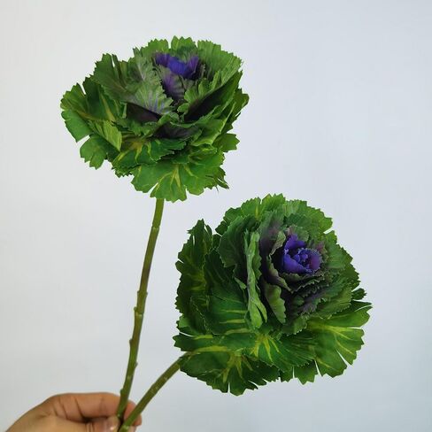 2Pcs Artificial Faux Cabbage Rose Flowers Stems Fake Silk Flower Branch for Home Decoration Wedding Kitchen Decoration (White) in Saudi Arabia