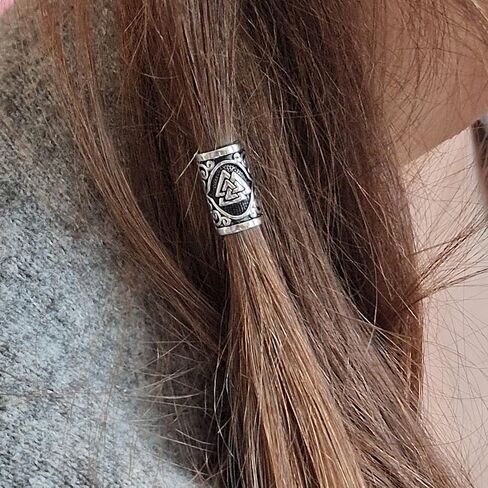 VALHALLA Valknut Hair Beads Opener, Viking Beard Bead 316L Steel Silver Stainless Steel Large, Symbol of Warriors in Kuwait