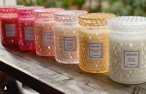Voluspa Milk Rose, Large Candle Jar, 18 Ounce, 100 Hour Burn Time, All Natural Wicks and Coconut Wax for Clean Burning, Vegan, Poured in The USA in Saudi Arabia
