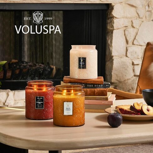 Voluspa Milk Rose, Large Candle Jar, 18 Ounce, 100 Hour Burn Time, All Natural Wicks and Coconut Wax for Clean Burning, Vegan, Poured in The USA in Saudi Arabia