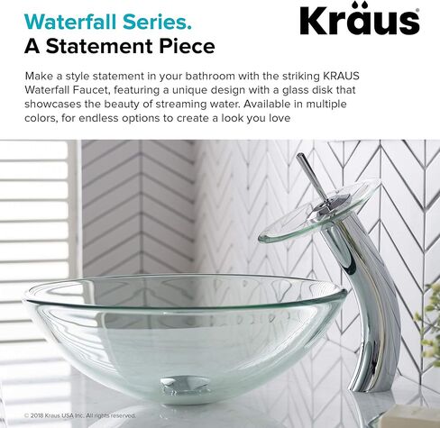 Kraus KGW-1700CH-CL صنبور حمام زجاجي ذو رافعة واحدة مع قرص زجاجي شفاف من Kraus KGW-1700CH-CL in Kuwait