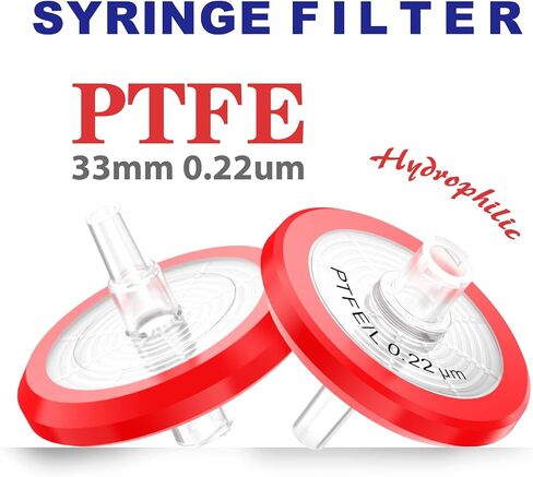 مرشح حقنة غشاء PTFE ماء 33 مم قطر 0.22um حجم المسام غير معقمة بواسطة Bioemd العلمية 10 قطعة in Saudi Arabia
