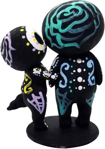 Sugar Skull Couple Figurine Statue Couples Cute Skeleton Mexican Halloween Day of The Dead Figurines Decor(Parent-Child) in Saudi Arabia